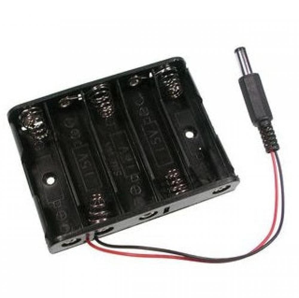 BerryBase Batteriebox 5 x AA Batteriehalter mit 2.1mm Klinkenstecker von BerryBase