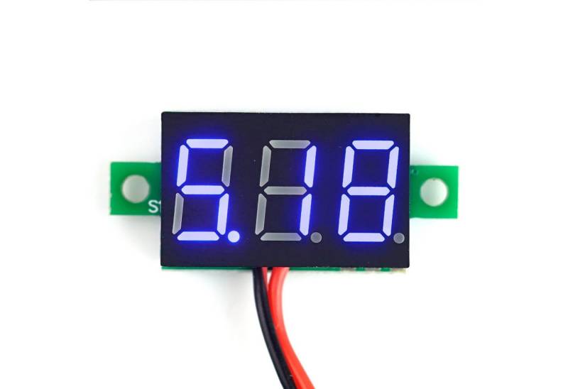BerryBase Multimeter 0,28 Mini Digital-Voltmeter mit LED Anzeige, 3,2-30V, 2-Wire, blau von BerryBase