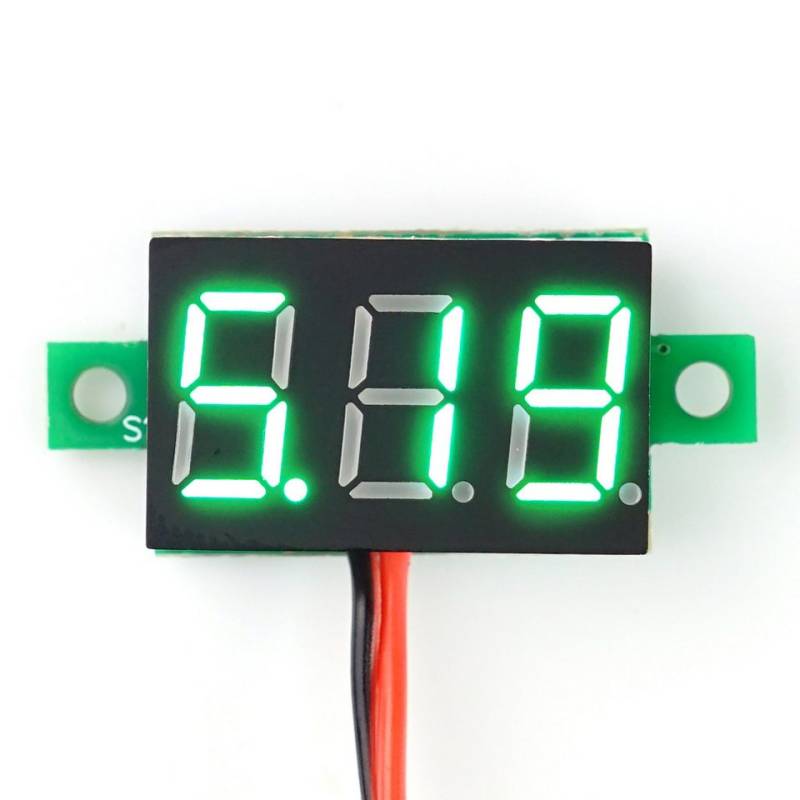 BerryBase Multimeter 0,28 Mini Digital-Voltmeter mit LED Anzeige, 3,2-30V, 2-Wire, grün von BerryBase