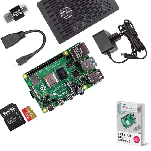 BerryBase Raspberry Pi 4B 8GB Basic Kit - Ultimativer Mini PC mit Dual Micro HDMI, USB-C Netzteil, 32GB Micro SD Karte & Robustem Acryl-Gehäuse mit Lüfter BerryBase Raspberry Pi 4B 8GB Basic Kit - Ultimativer Mini PC mit Dual Micro HDMI, USB-C Netzteil, 32GB Micro SD Karte & Robustem Acryl-Gehäuse mit Lüfter von BerryBase