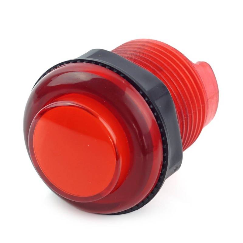 BerryBase Schalter Arcade Button, 30mm, beleuchtet (LED 5V DC), transparent - Farbe: rot von BerryBase