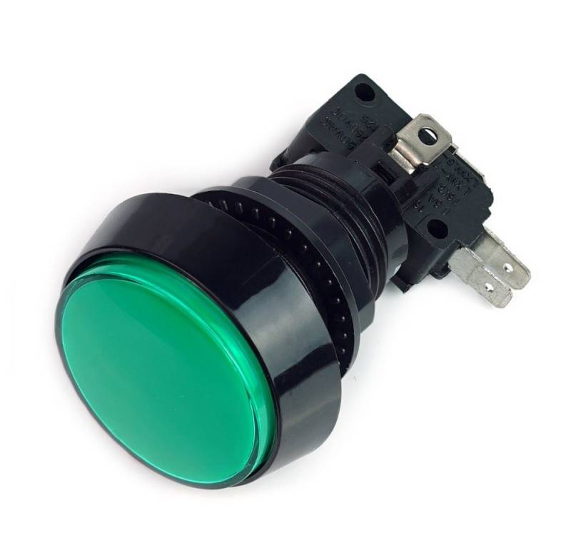 BerryBase Schalter Arcade Button, 44mm, beleuchtet (LED 12V DC) - Farbe: grün von BerryBase