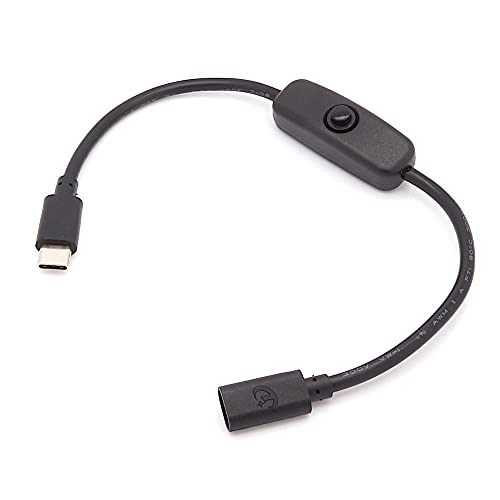 BerryBase USB Schalterkabel, USB Verlängerungskabel 0,3m mit Ein-/Ausschalter, USB-Verlängerungs-Schalterkabel, Typ C-Stecker auf Typ C-Buchse Kabel für Fahrtenrecorder, USB-Lüfter, LED-Streifen usw. von BerryBase