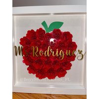Lehreranerkennungs-Schattenkasten | Papierblumen-Schattenkasten Geschenk Für Lehrer Schattenkasten Mit Apfelförmigen Blumen Lehrerin Ombré Blume von BerrySweetCreationss