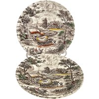 3 Yorkshire Ernte Speiseteller 25cm Staffordshire Keramik Braun Transferware Ironstone 1960Er Jahre von BerrypatchCompany