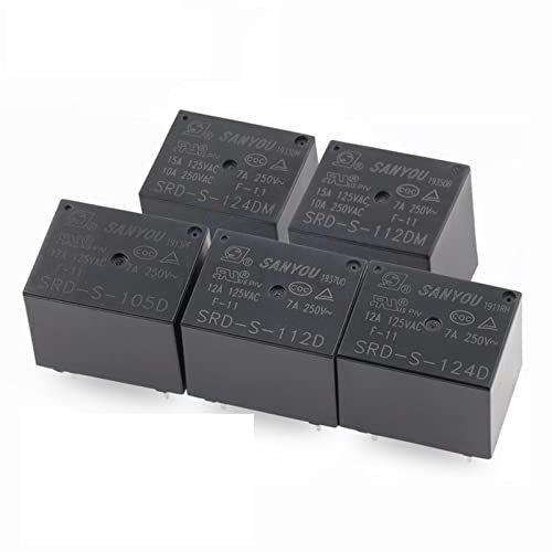 Berrysun Relais 5pcs Stromrelais SRD-S-105D 5VDC SRD-S-112D 12VDC SRD-S-124D 24VDC 12A 5PINS DC5V DC12V DC24V 5V 12V 24V (Current Range : 12V) von Berrysun