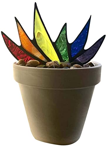 Acryl getöpferte Aloe Vera Ornament, künstliche Agave Buntglas Aloe Topfpflanze Sonnenfänger Gartendekoration von Berrywho