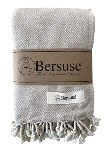Bersuse 100% Baumwolle - Milas XXL Stranddecke Sofa-Überwurf - Beige von Bersuse