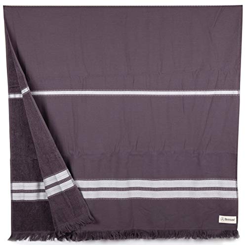 Bersuse 100% Baumwolle - Cascais Türkisches Handtuch - Pestemal Frottee Handtuch - 90x170 cm,Anthrazit von Bersuse
