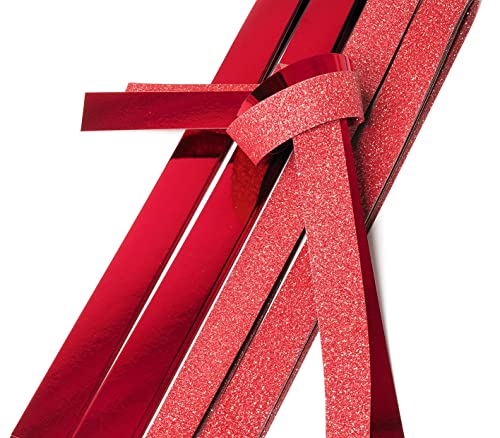 Papierstreifen glänzend"Glitter, rot" XXL-Format 12 Streifen Fröbelsterne Faltsterne Faltpapier von Bertels