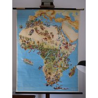 Vintage Afrika Schulkarte Economy Original Lehrkarte von Berthavintagecharts