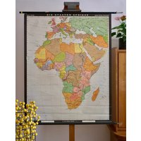 Vintage Afrika Staaten Von Schultafel Original Lehrtafel 1962 von Berthavintagecharts