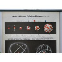 Vintage Schulkarte Des Atom Kleinster Teil Einer Element 60Er Jahre Original Lehrtafel von Berthavintagecharts