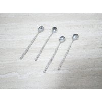 Serie Von 4 Vintage-Silber-Metall-Mokkalöffeln von BertheetHypolite