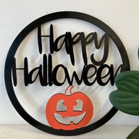 Fröhlicher Halloween Kürbis - Dekorativer Hoop Aus Holz Bemalt/Unbemalt von BertieGerties