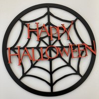 Happy Halloween Spinnennetz - Dekorativer Hoop Aus Holz Bemalt/Unbemalt von BertieGerties