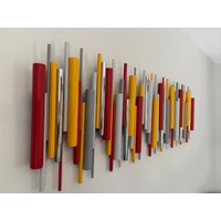 Rote Und Gelbe Wandkunst - Abstrakte Holzskulptur Aus Holz Rote Und Gelbe Wandkunst - Abstrakte Holzskulptur Aus Holz von BertiesBlocks