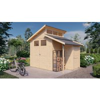 BERTILO Gartenhaus "Studio Set 2, in verschiedenen Farben", mit Doppelpultdach, Oberlicht und Dachverlängerung + Wandschrank von Bertilo