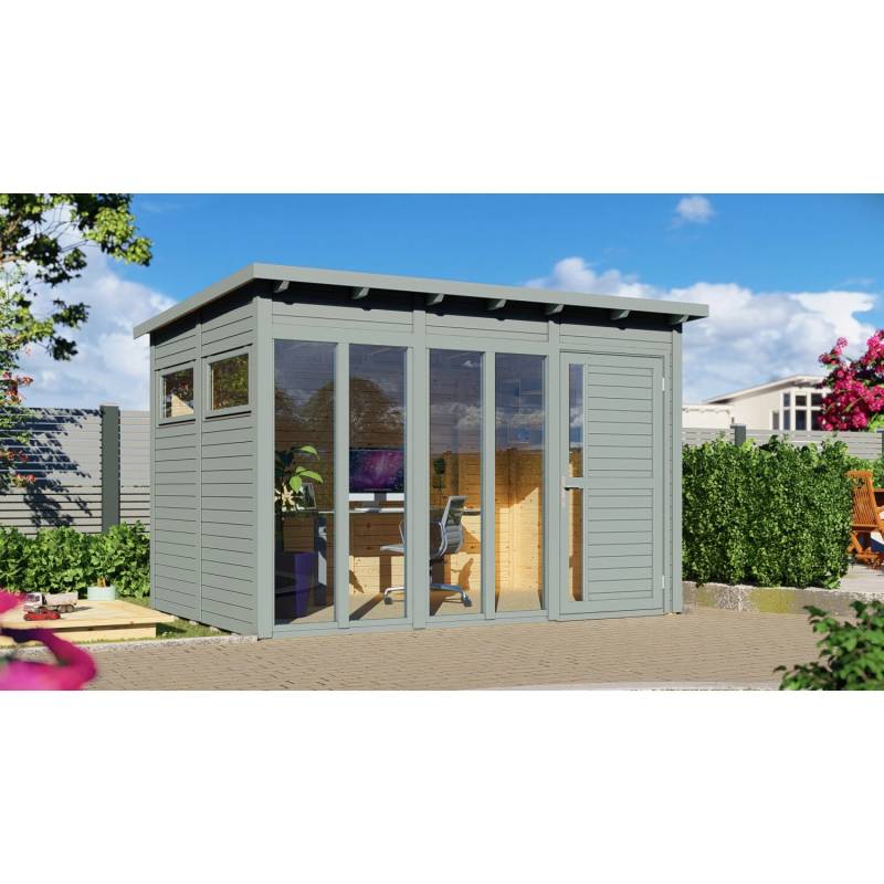 Bertilo Gartenhaus Pentus 3 Office 234 cm x 337 cm Grau FSC® von Bertilo