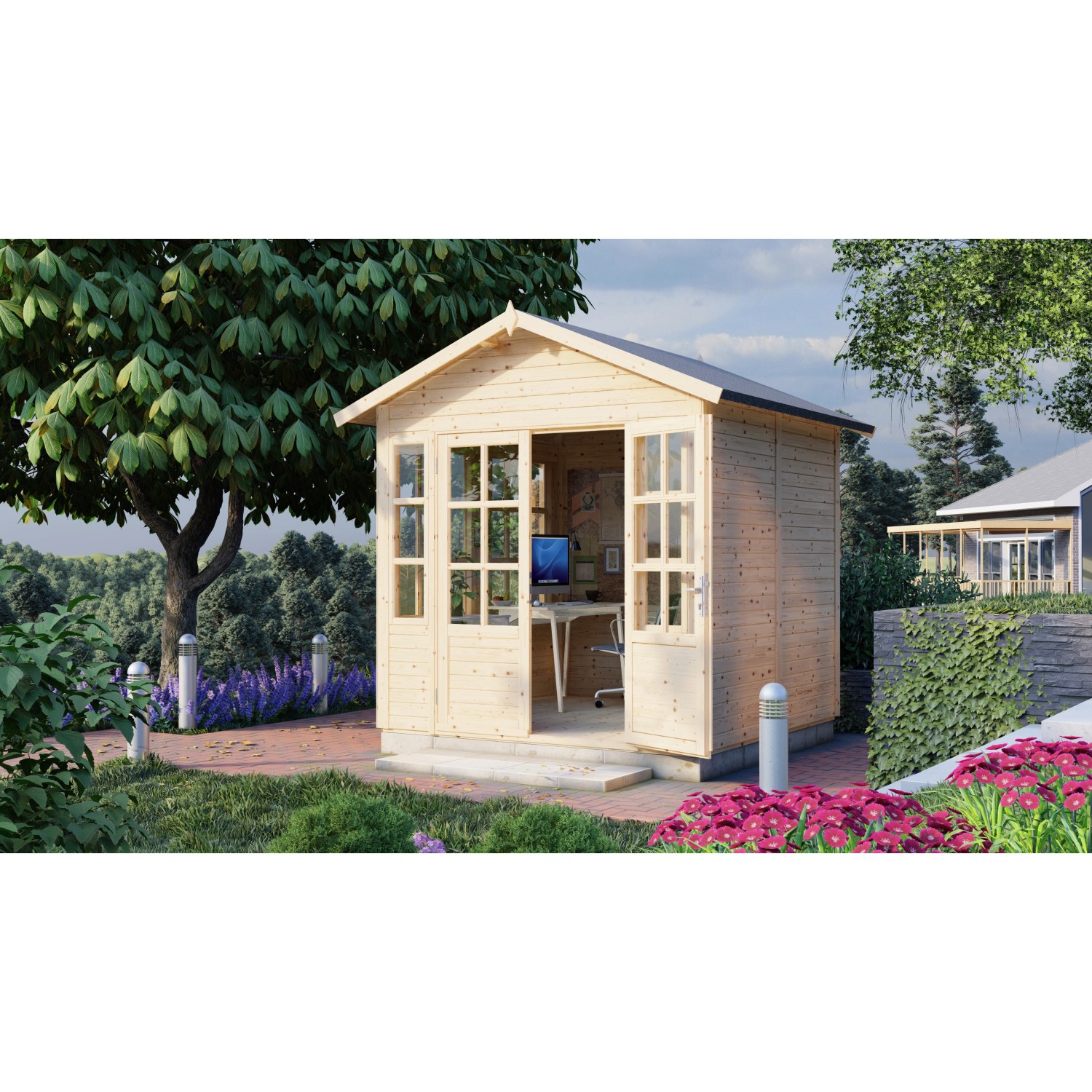 Bertilo Gartenhaus Teahouse Natur 226 cm x 234 cm FSC® von Bertilo