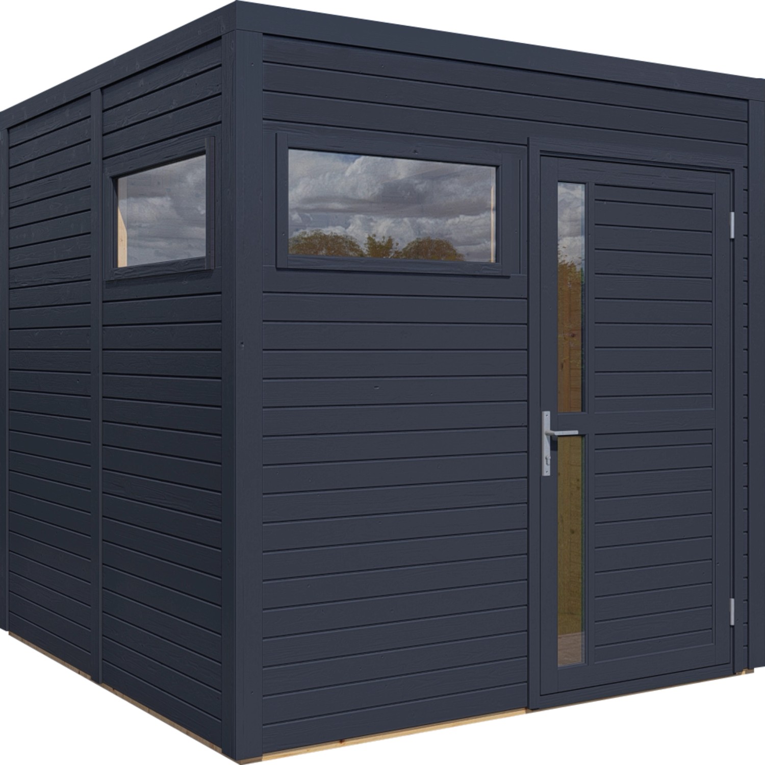 Bertilo Holz-Gartenhaus Cubus 2 Anthrazit 226 cm x 234 cm FSC® von Bertilo