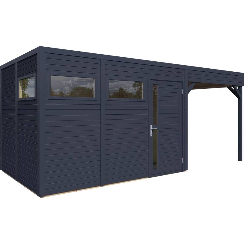 Bertilo Holz-Gartenhaus Cubus 3 Lounge Anthrazit 559 cm x 234 cm FSC® von Bertilo