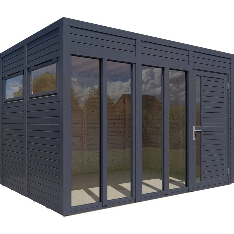 Bertilo Holz-Gartenhaus Cubus 3 Office Anthrazit 337 cm x 234 cm FSC® von Bertilo