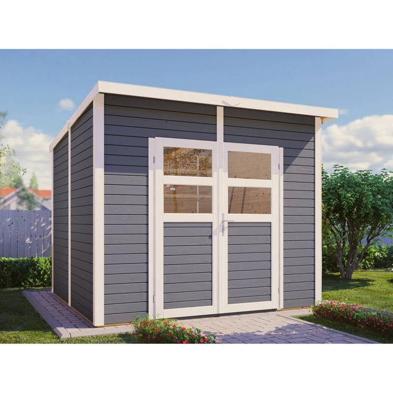Bertilo Holz-Gartenhaus Felix 245 cm x 239 cm Grau FSC® von Bertilo