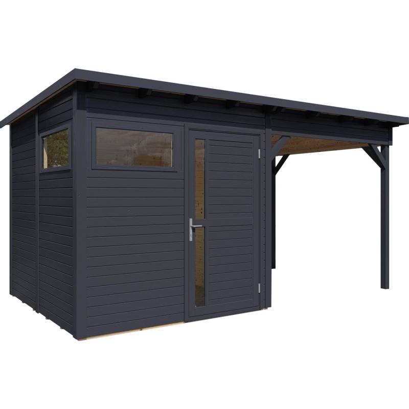 Bertilo Holz-Gartenhaus Pentus 2 Lounge Anthrazit 449 cm x 234 cm FSC® von Bertilo
