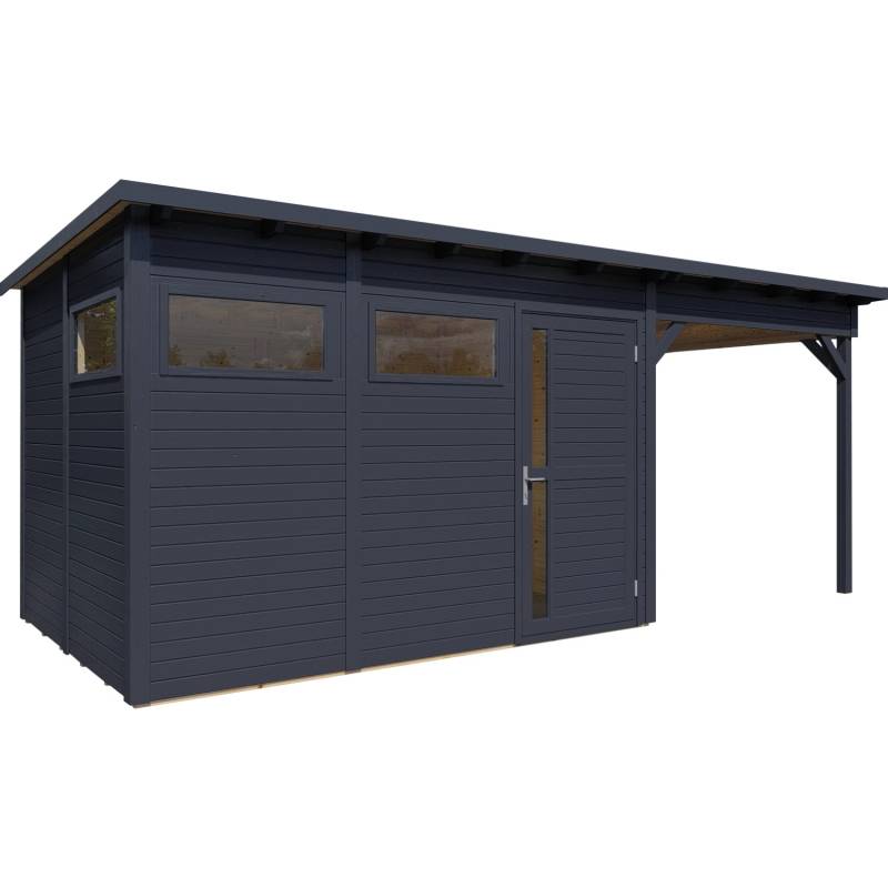 Bertilo Holz-Gartenhaus Pentus 3 Lounge Anthrazit 559 cm x 234 cm FSC® von Bertilo