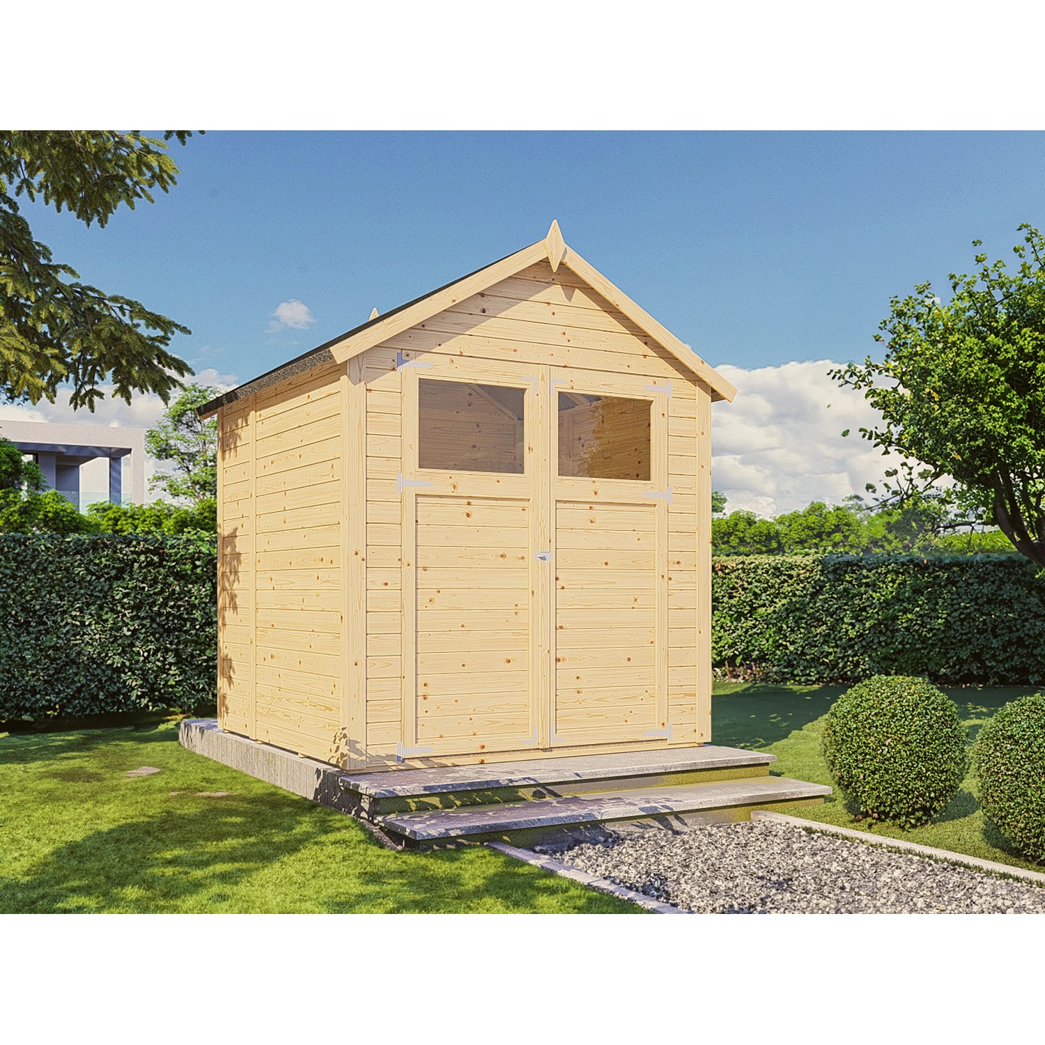 Bertilo Holz-Gartenhaus Sylt 180 cm x 175 cm Natur FSC® von Bertilo