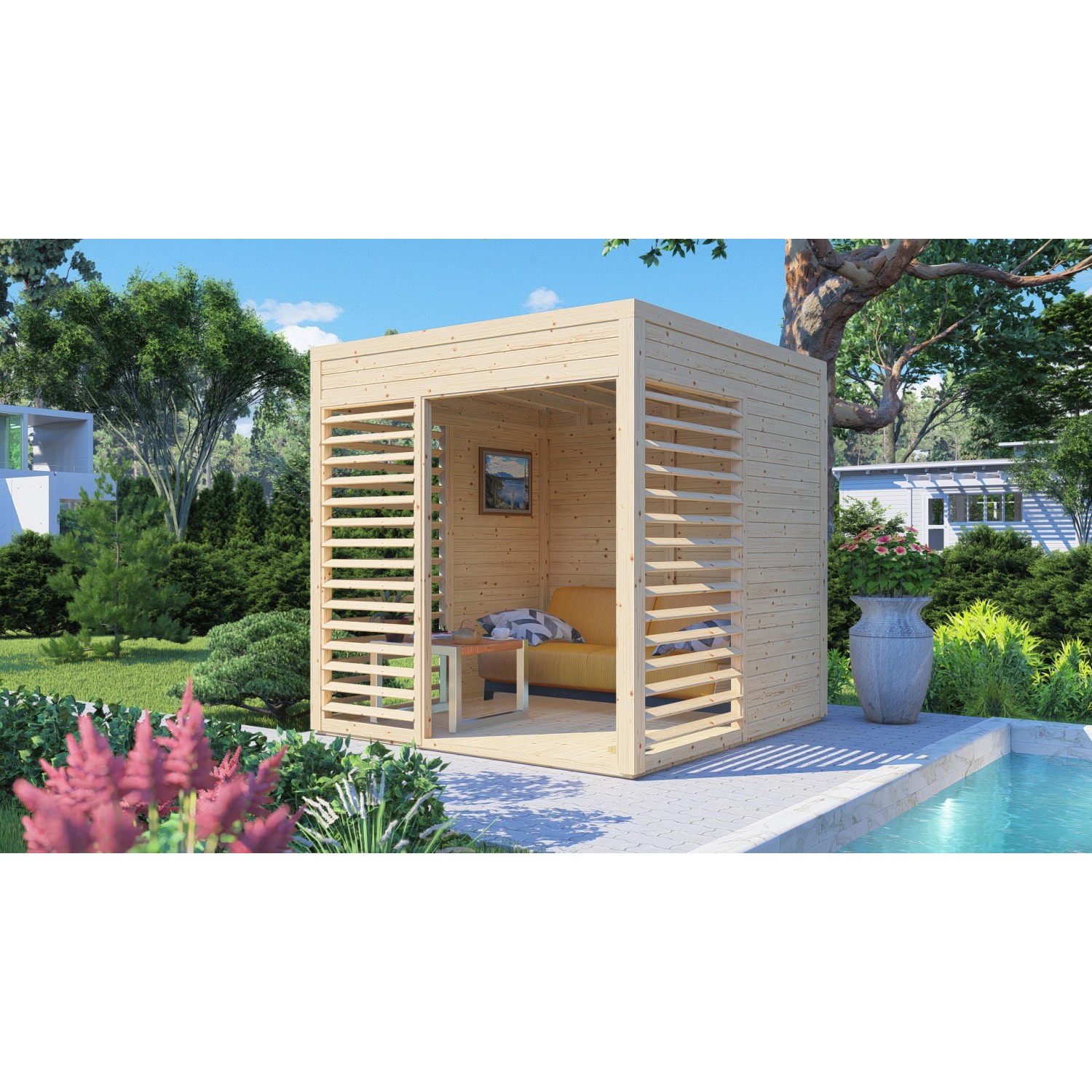 Bertilo Pavillon Garten-Lounge 1 Natur 234 cm x 226 cm FSC® von Bertilo