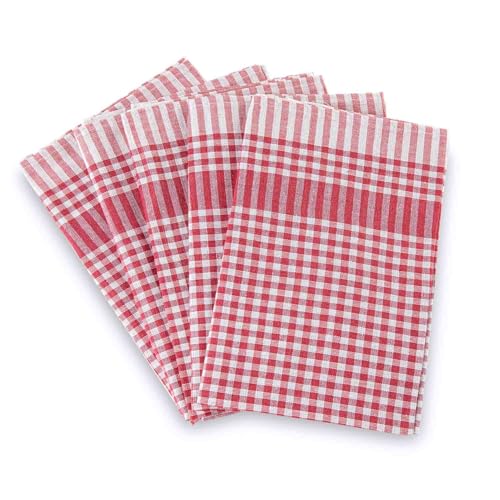Bertsch Hotelwäsche GmbH Geschirrtücher 5er Set Geschirrhandtuch aus 100% Baumwolle - Geschirrtuch kariert (50x70 cm) - Geschirrhandtücher 60°C waschbar (Rot) von Bertsch Hotelwäsche