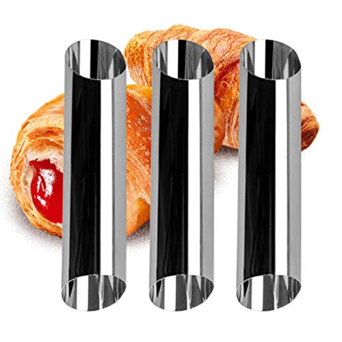 BesDirect 3 Stück Cannoli Tubes Form, Edelstahl Pfannkuchen Tube Creme Horn Form, Schraube Croissant Form, DIY Solenoid Anode Spiral Kuchen Horn Brot Backform Cannoli Tubes von BesDirect