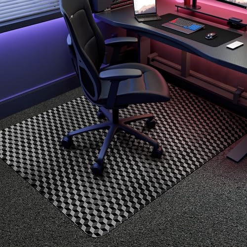 BesWin Bürostuhlmatte für Teppich, 76 x 122 cm, rutschfeste Computer-Schreibtischstuhlmatte für Niederflor-Teppiche, 2,2 mm dicker Kunststoff-Teppichschutz für Rollstühle, leicht zu gleiten, leicht zu von BesWin