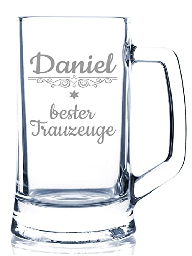 Beschdstoff Bierglas mit Gravur für Trauzeuge- Bierglas 0,5 Liter personalisiert mit Name - Geschenk für Hochzeit von Beschdstoff