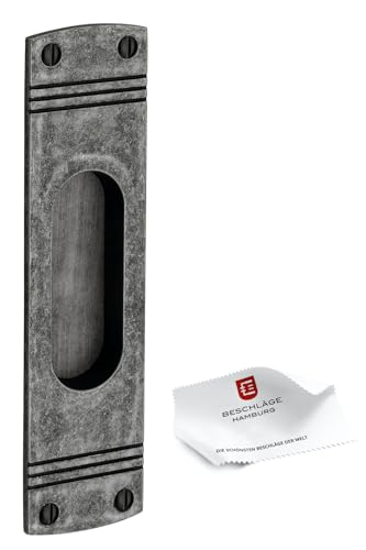 Beschläge Hamburg Schiebetürmuschel Art deco SM 216-820 DAS - Schiebetürbeschlag für Schiebetüren mit Griffmuschel, 1 Stück in Dark Antique Steel) von Beschläge Hamburg