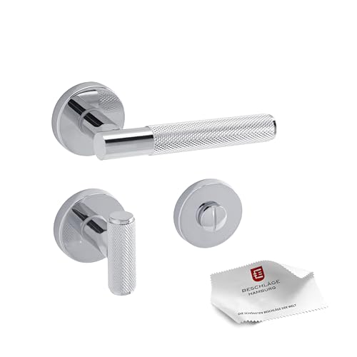 Beschläge Hamburg | Türgriff Türbeschlag MUNICH-X 07 MPC WC | WC/Bad Türklinke mit Gitternetzstruktur für Toiletten Innentüren | Karomuster Drückergarnitur | ø51x10mm | Türdrücker in Chrom poliert Beschläge Hamburg | Türgriff Türbeschlag MUNICH-X 07 MPC WC | WC/Bad Türklinke mit Gitternetzstruktur für Toiletten Innentüren | Karomuster Drückergarnitur | ø51x10mm | Türdrücker in Chrom poliert von Beschläge Hamburg