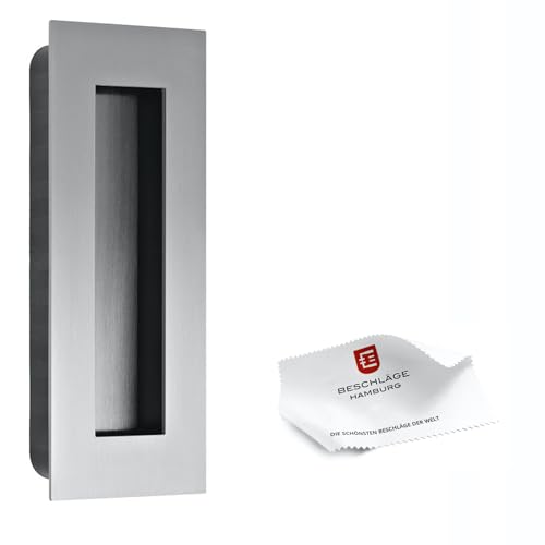 Beschläge Hamburg hochwertige Schiebetürmuschel von JNF IN.16.412 - exklusive Griffmuschel für edle Schiebetüren mit Eingriff in rechteckig, 1 Stück mit 55x135 mm in Edelstahl matt satiniert VAM von Beschläge Hamburg