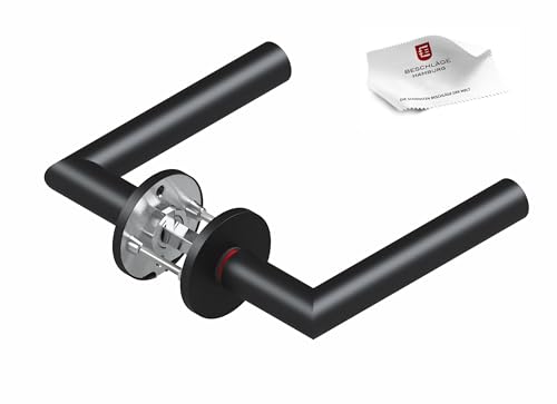 Beschläge Hamburg | smartbloc® hidden Hero Form 1106 - DIN LINKS | Türklinke mit integrierter Verriegelung | Türbeschlag ø54 x 5 mm für Zimmertüren | Drückergarnitur für Innentüren in schwarz matt von Beschläge Hamburg