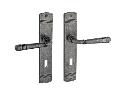 Beschläge Hamburg: Türgriff/TürbeschlagEMILY ART 70-09Z DAS BB ÖNORM — Türklinke mit 90 mm Buntbart für Zimmertüren — Drückergarnitur/Türdrücker für Innentüren in Dark Antique Steel für ÖSTERREICH von Beschläge Hamburg