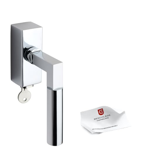 Beschläge Hamburg | Abschließbarer Fenstergriffe Fensterbeschlag | GRO Prime DK 20-44ZAMAK ABS | Moderne Dreh-Kipp Fensterklinke mit 90° Raster | Fenstergarnitur Fensterhebel in Chrom poliert von Beschläge Hamburg