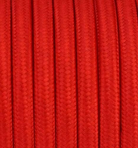 1.2, 2, 3, 4, 5, 6, 7, 8, 10, 12, 15, 20, 25, 30, 50, 100, 200 Meter 3 - adrig Textilkabel Stoffkabel Pendelleitung Lampenkabel Textile Cable 3x0,75 3G0,75 [Rot; 1,2 Meter] von Beschle