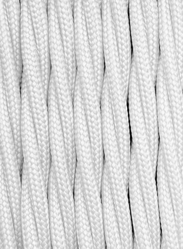 2 Meter 2 - adrig Textilkabel Stoffkabel Pendelleitung Lampenkabel Textile Cable gedreht 2x0,75 2G0,75 Weiß von Beschle