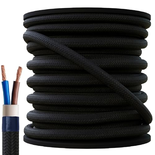 50 Meter 2x0,75 2 adrig Textilkabel flexiebel Lampenkabel Gewebekabel Stromkabel Textilummantelt Vintage von Beschle