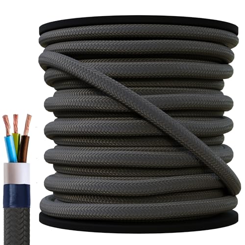 8 Meter 3 - adrig Textilkabel Stoffkabel Pendelleitung Lampenkabel Textile Cable 3x0,75 3G0,75 Schwarz-Weiß 40 von Beschle