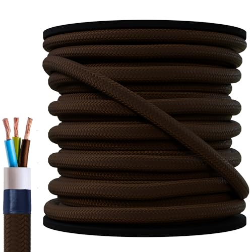 5 Meter 3x0,75 3 adrig Textilkabel flexiebel Lampenkabel Gewebekabel Stromkabel Textilummantelt Vintage von Beschle