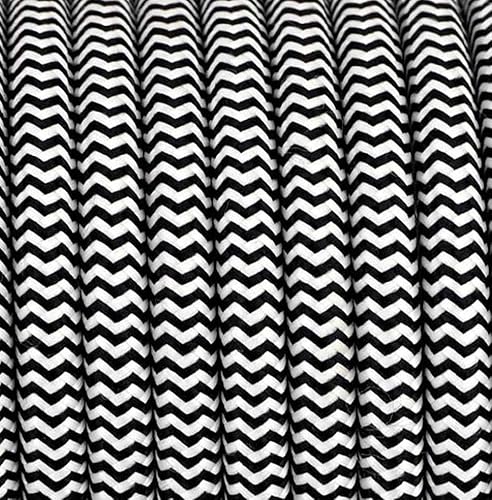 Textilkabel Schwarz-Weiß 40 [2x1,5] 3 Meter 2 - adrig Stoffkabel Pendelleitung Lampenkabel Textile Cable 2G1,5 von Beschle