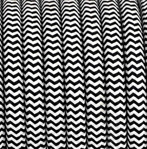Textilkabel Schwarz-Weiß 40 [3x1,5] - 1.2, 2, 3, 4, 5, 6, 7, 8, 10, 12, 15, 20, 25, 30, 50, 100, 200 Meter 3 - adrig Stoffkabel Pendelleitung Lampenkabel Textile Cable 3G1,5 von Beschle