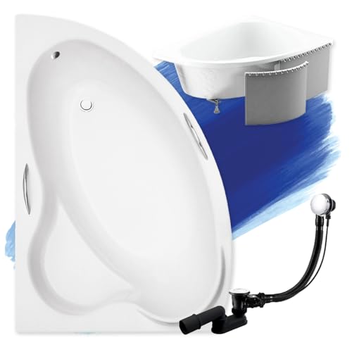 BADLAND Badewanne Original Weiß Acryl Wanne Eckbadewanne ADA 140x90 Links KOMPLETTSET SET mit Premium Styroporverkleidung + Füßen und Exklusive Chrom Automatik Ablaufgarnitur Made in EU 4in1 BADLAND Badewanne Original Weiß Acryl Wanne Eckbadewanne ADA 140x90 Links KOMPLETTSET SET mit Premium Styroporverkleidung + Füßen und Exklusive Chrom Automatik Ablaufgarnitur Made in EU 4in1 von Besco
